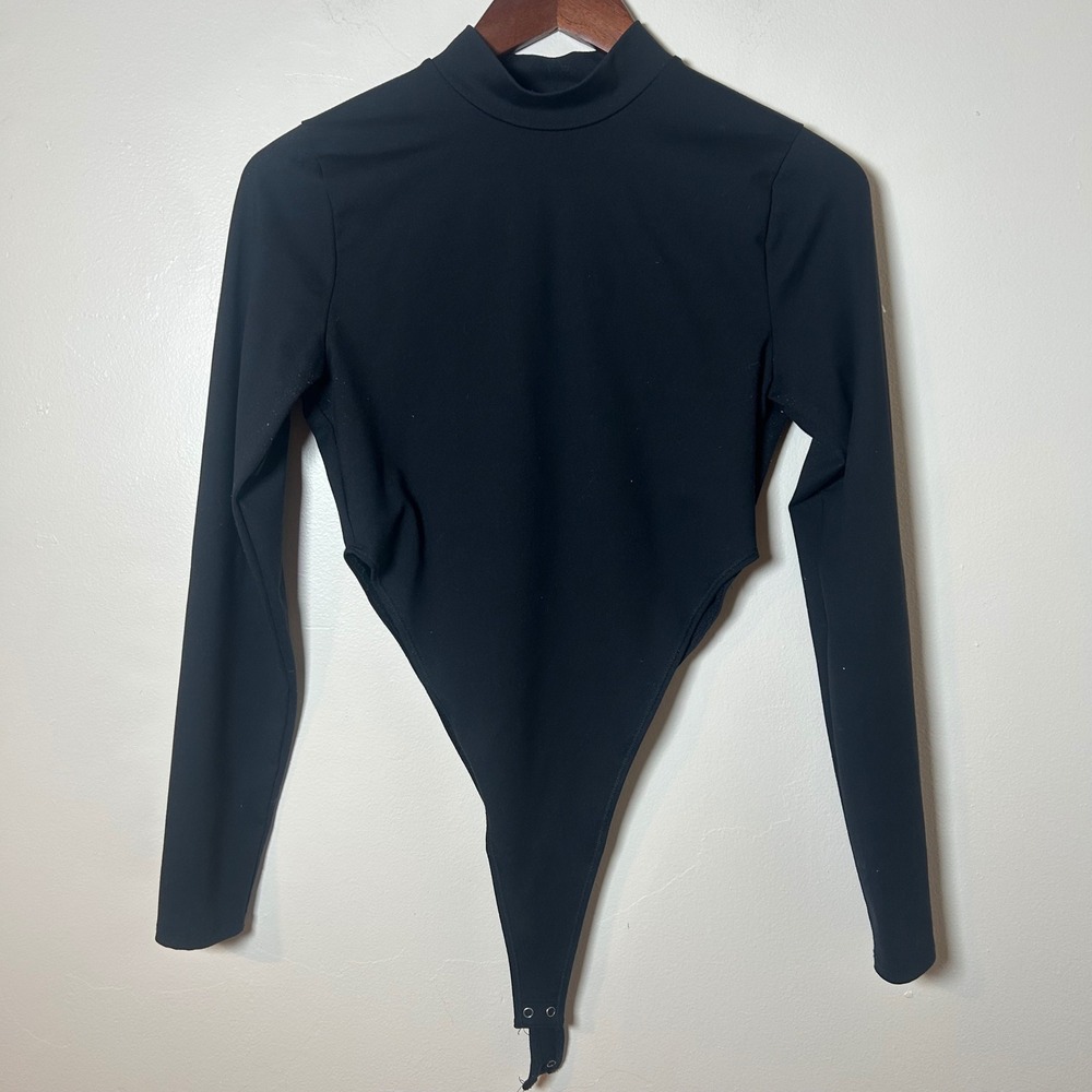 Abercrombie Fitch Soft A F Collection‎ Black Mock Neck Long Sleeve Bodysuit SZ M